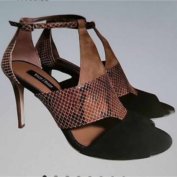 BRAND NEW WHITE HOUSE BLACK MARKET COLORBLOCK SNAKE-PRINT HEELS SANDAL - Picture 12 of 15